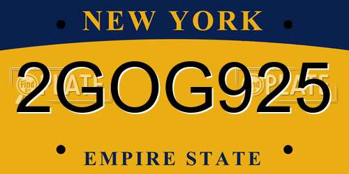 2GOG925 New York License Plate