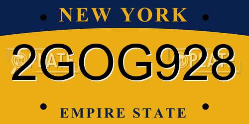 2GOG928 New York License Plate