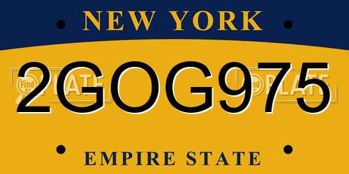 2GOG975 New York License Plate