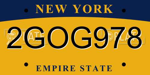 2GOG978 New York License Plate