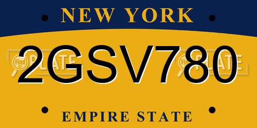 2GSV780 New York License Plate
