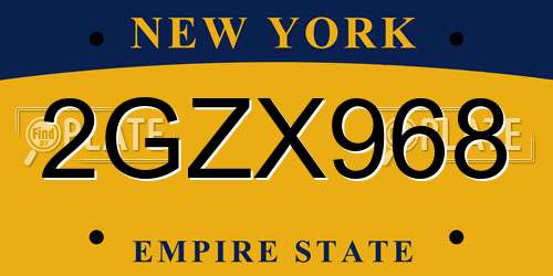 2GZX968 New York License Plate