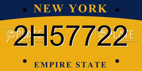 2H57722 New York License Plate
