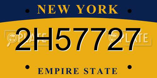2H57727 New York License Plate
