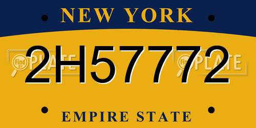 2H57772 New York License Plate