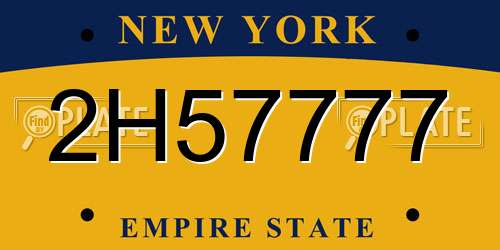 2H57777 New York License Plate