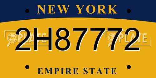 2H87772 New York License Plate