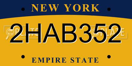 2HAB352 New York License Plate
