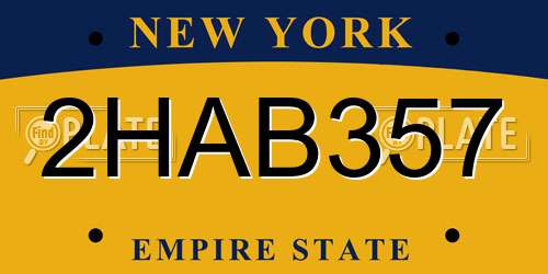 2HAB357 New York License Plate