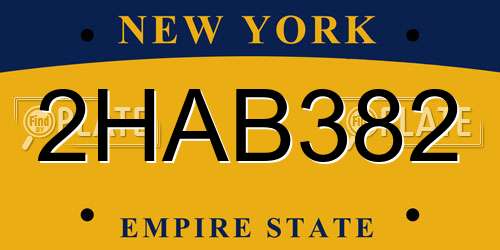 2HAB382 New York License Plate