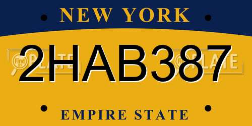 2HAB387 New York License Plate
