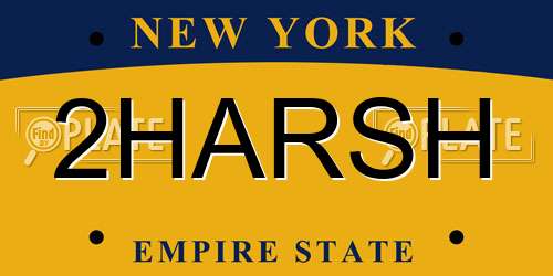 2HARSH New York License Plate