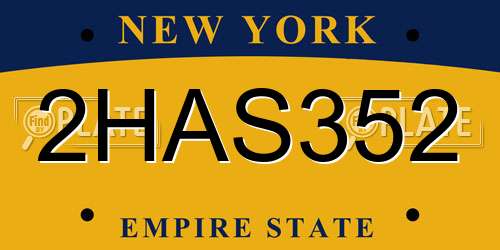 2HAS352 New York License Plate