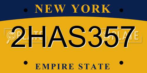 2HAS357 New York License Plate