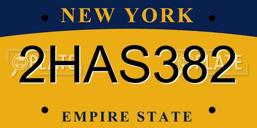 2HAS382 New York License Plate