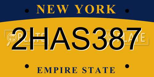 2HAS387 New York License Plate