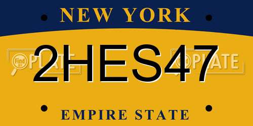 2HES47 New York License Plate