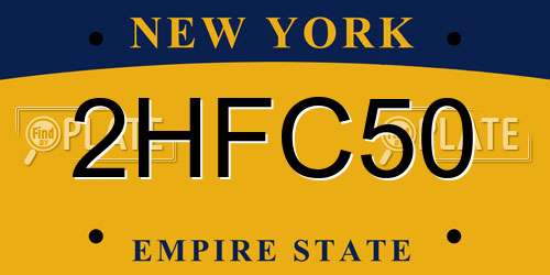 2HFC50 New York License Plate