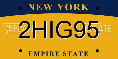 2HIG95 New York License Plate