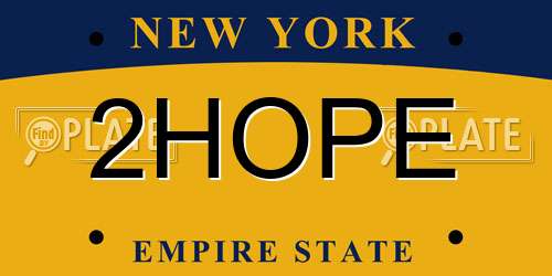 2HOPE New York License Plate