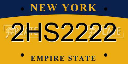 2HS2222 New York License Plate