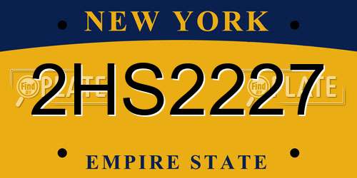 2HS2227 New York License Plate