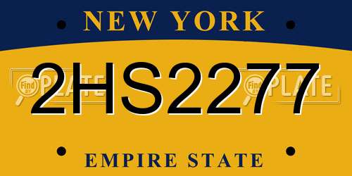 2HS2277 New York License Plate