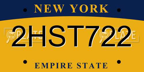2HST722 New York License Plate