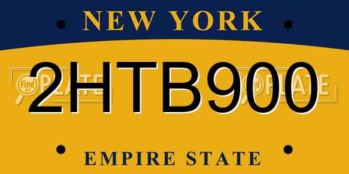 2HTB900 New York License Plate