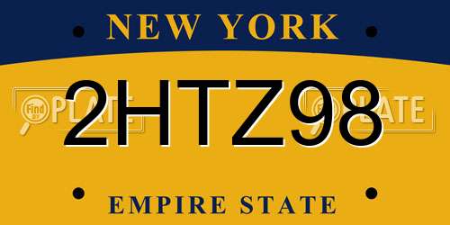 2HTZ98 New York License Plate