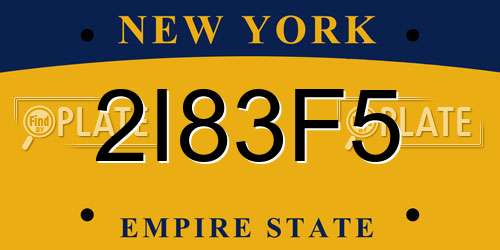 2I83F5 New York License Plate