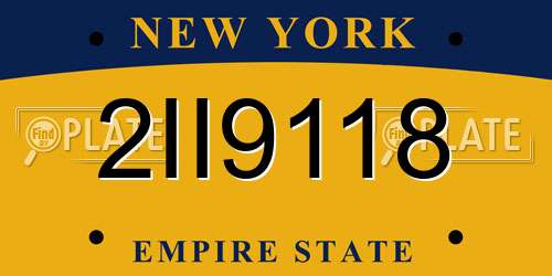 2II9118 New York License Plate