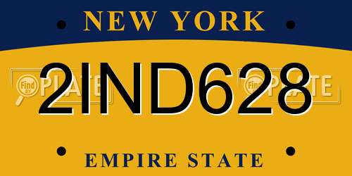 2IND628 New York License Plate
