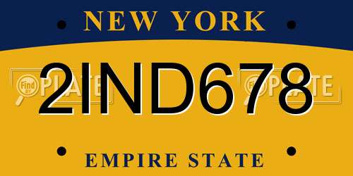 2IND678 New York License Plate