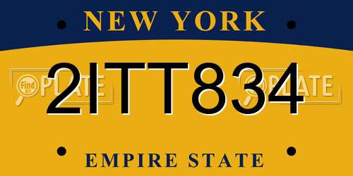 2ITT834 New York License Plate