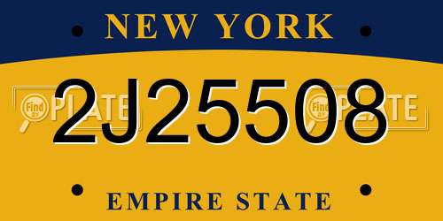 2J25508 New York License Plate