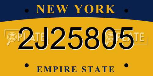 2J25805 New York License Plate