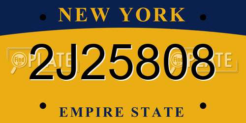 2J25808 New York License Plate
