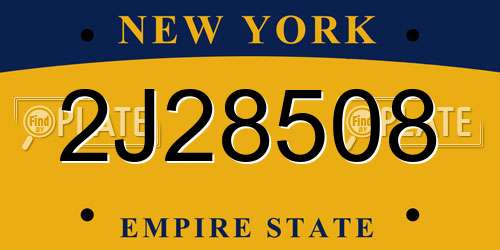 2J28508 New York License Plate