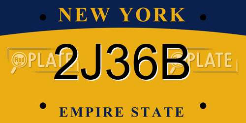 2J36B New York License Plate