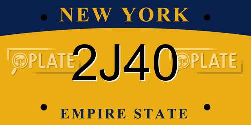 2J40 New York License Plate