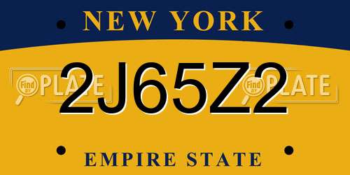2J65Z2 New York License Plate