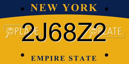 2J68Z2 New York License Plate