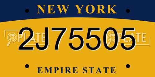 2J75505 New York License Plate
