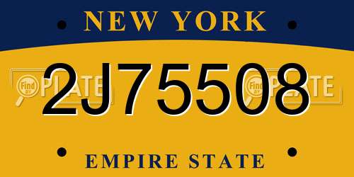 2J75508 New York License Plate