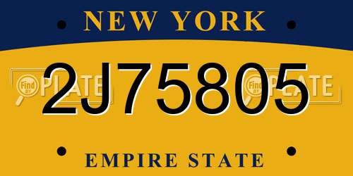 2J75805 New York License Plate