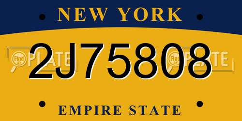 2J75808 New York License Plate