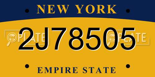 2J78505 New York License Plate
