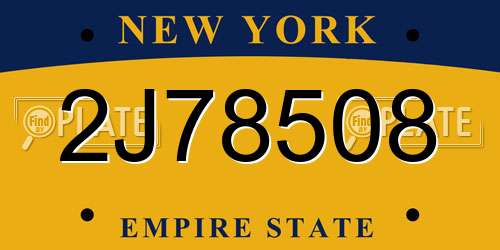 2J78508 New York License Plate