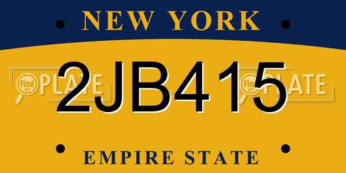 2JB415 New York License Plate